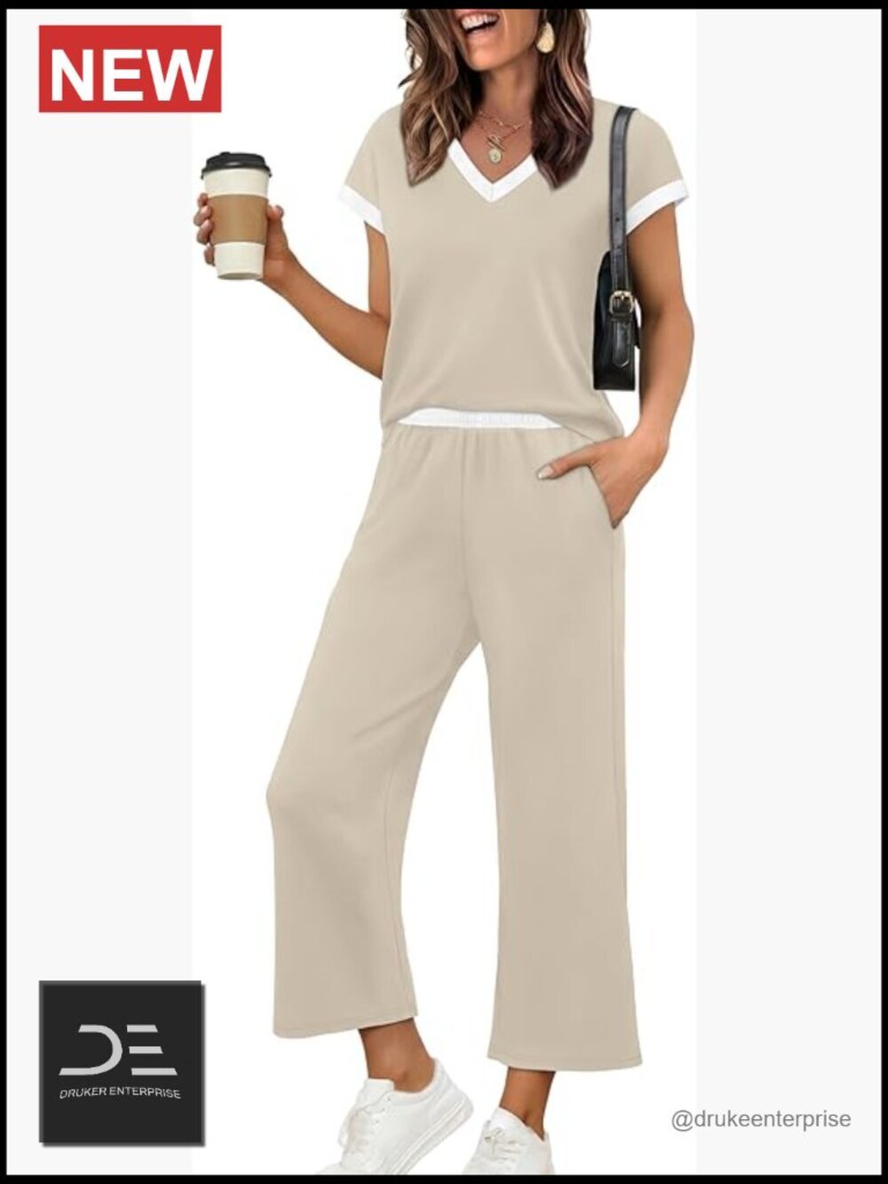 Women's Color Block Lounge Set Two Piece Cap Sleeve
